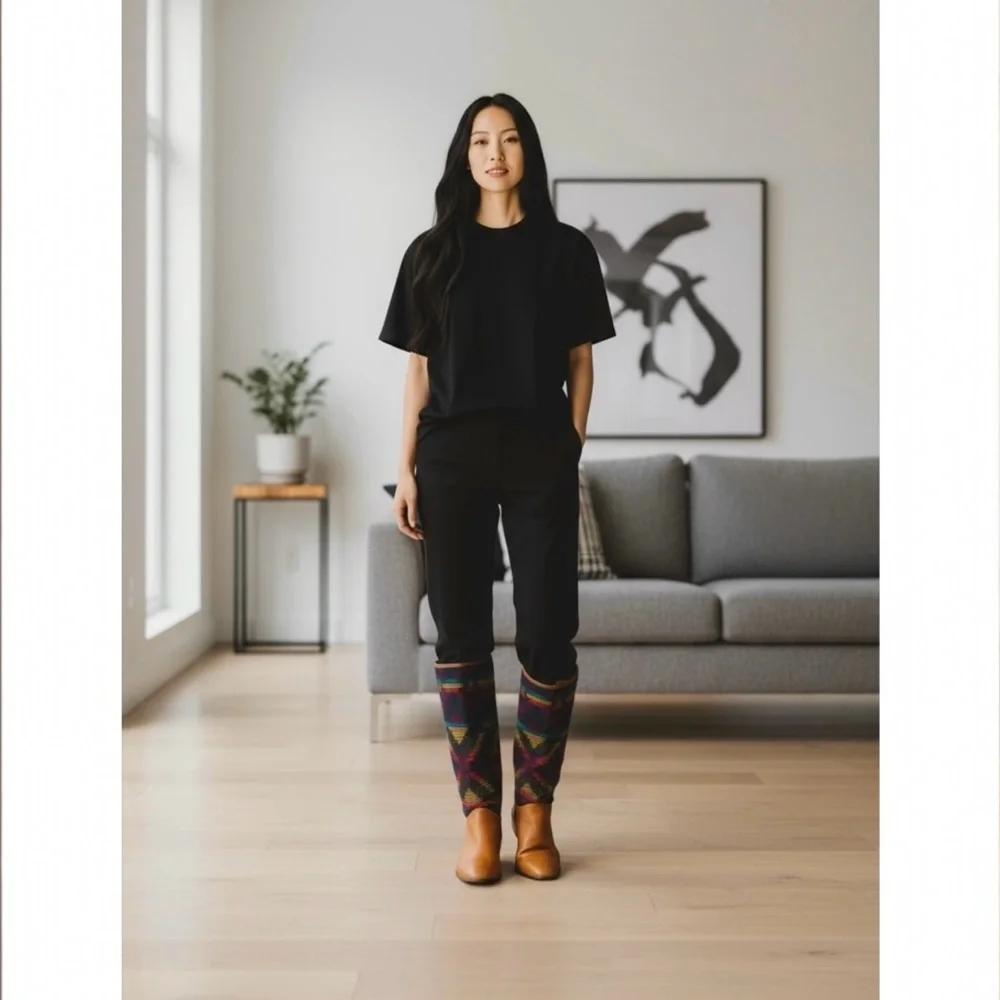 Vintage Unisa Aztec Western Boho Multicolor Knee-High Leather Boots